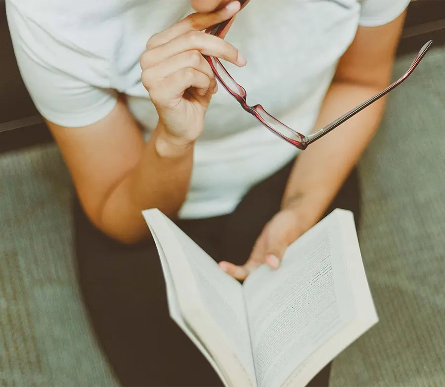 Person reading a book