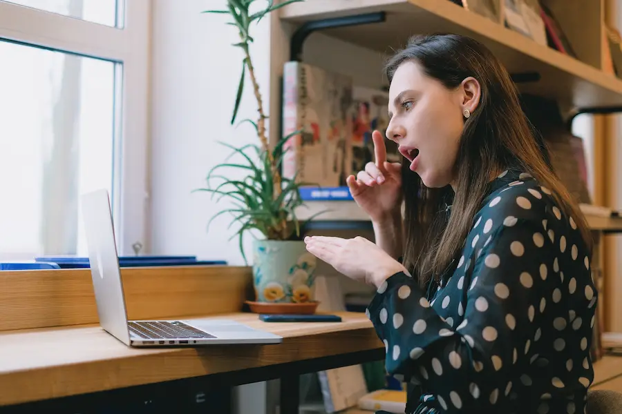 Person using sign language over video